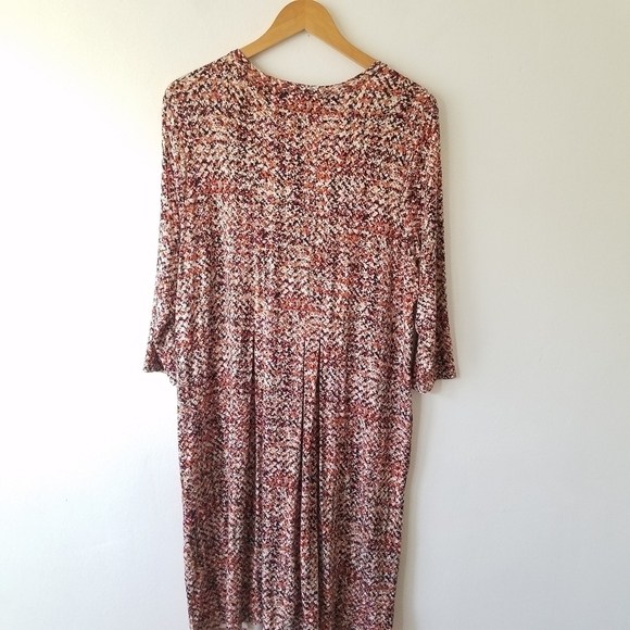 J.Jill Jersey Knit Pleated Multi Color Print Dress Size Large - Picture 8 of 13